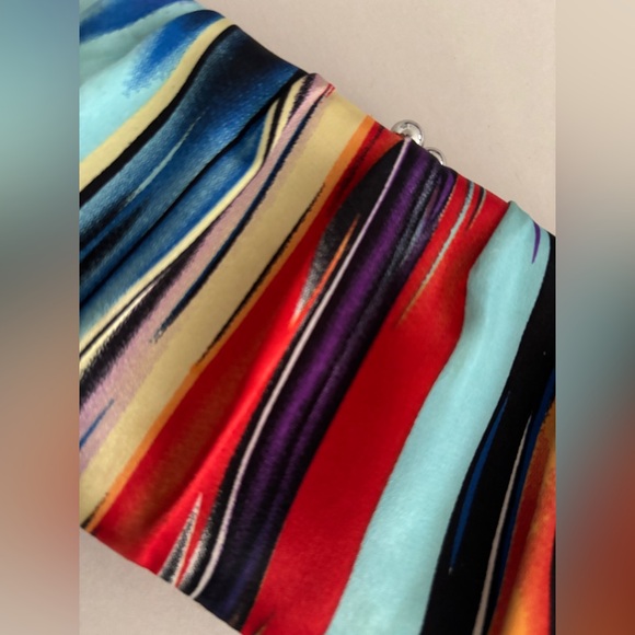 Kate Landry Satin Multicolor Striped Clutch with Rope Strap Vibrant Colors SKU8 - Picture 4 of 9